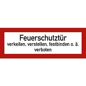 moedel Hinweisschild „Rauchschutztür verkeilen, verstellen, festbinden o. ä. verboten“, DIN 4066, selbstklebend, L 74 x 