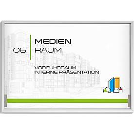 moedel MADRID Silver Line, DIN A6, Quer, Aluminiumrahmen, Schiebeführung, Klebemontage, B 105 x H 148 mm, alusilber