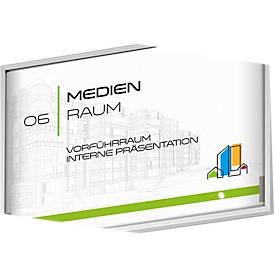 moedel MADRID Silver Line, DIN A6, Quer, Aluminiumrahmen, Schiebeführung, Klebemontage, B 105 x H 148 mm, alusilber