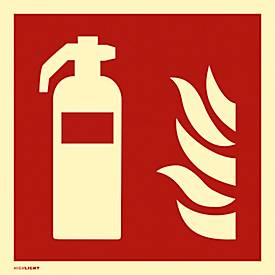 moedel Panneau de protection incendie "Extincteur", selon ISO 7010 F001, PVC-U autocollant, photoluminescent, L 148 x H 148 mm