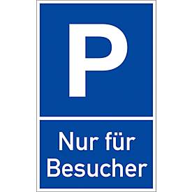 moedel Parkplatzschild „Nur für Besucher“, für die Wand- und Pfostenmontage, L 400 x B 250 mm, Aluminium, weiß-schwarz-blau