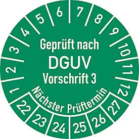 Image of Moedel Prüfplakette "Geprüft nach DGUV V3", 2022–27, Folie selbstklebend, ø 30 mm, 100 Stk.