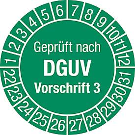 Image of Moedel Prüfplakette "Geprüft nach DGUV Vorsch. 3", 2022–2031, Folie selbstklebend, ø 30 mm, 100 Stk.
