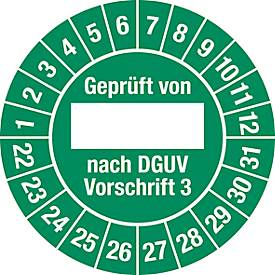 Image of Moedel Prüfplakette "Geprüft von – nach DGUV" , 2022–27, Folie selbstklebend, ø 30 mm, 100 Stk.