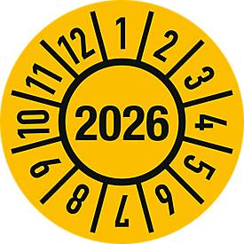moedel Prüfplakette Jahr 2026 mit Monaten, Folie, Ø 30 mm, 500 Stück/Rolle
