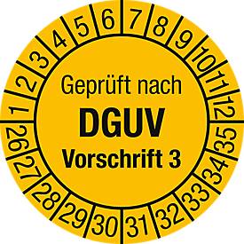 Prüfplaketten DGUV Vorsch. 3 - Jahreszahl 2026-2035 - Folie Ø 30 mm - 10 Stück