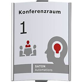 moedel Türschild Frankfurt, DIN A6, Aluminiumrahmen, silber eloxiert, Klebemontage, B 148 x H 120 mm, weiß