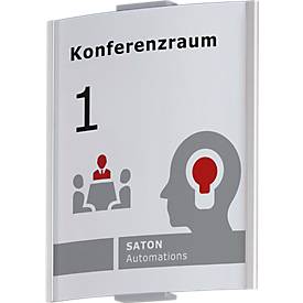 moedel Türschild Frankfurt, DIN A6, Aluminiumrahmen, silber eloxiert, Klebemontage, B 148 x H 120 mm, weiß