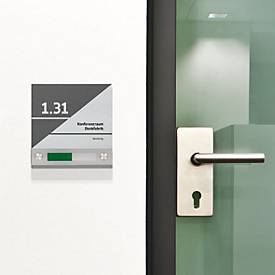 Moedel Türschild Galerie, Frei-Besetzt-Anzeige, ESG-Glas, 2 Abstandhalter, Schraubmontage, B 150 x H 150 mm, transparent