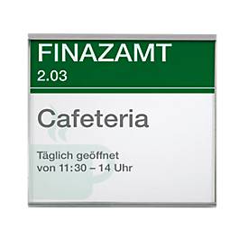 moedel Türschild GLASGOW, Edelstahl-Grundplatte, ESG-Echtglas, individuell beschriftbar, Schraub/Klebemontage, B 155 x H 152 mm, silber, 1 Stück