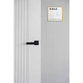 moedel Türschild LMH, Aluminium- und Holzrahmen, Holzart wählbar, Polyester-Abdeckung, Klebemontage, B 159,5 x H 150,5 mm, bronze/Ahorn