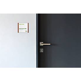 moedel Türschild LMH, Aluminium- und Holzrahmen, Holzart wählbar, Polyester-Abdeckung, Klebemontage, B 159,5 x H 150,5 mm, silber/Eiche