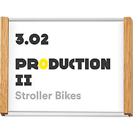 moedel Türschild LMH, DIN A6, individuell beschriftbar, Polyester-Abdeckung, Klebemontage, B 159,5 x H 105,5 mm, silber/Eiche