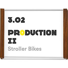 moedel Türschild LMH, DIN A6, individuell beschriftbar, Polyester-Abdeckung, Klebemontage, B 159,5 x H 105,5 mm, silber/Nussbaum
