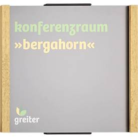 moedel Türschild LMH, Holzrahmen, individuell beschriftbar, Polyester-Abdeckung, Klebemontage, B 160 x H 148 mm, Ahorn