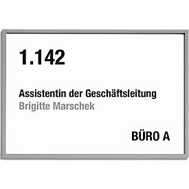 moedel Türschild Madrid, DIN A6, Querformat, Aluminiumrahmen, Polyesterabdeckung, Klebemontage, B 150,5 x H 105,5 mm, silber