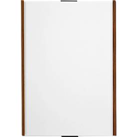 moedel Wandschild LMH, DIN A3, Hochformat, Holzrahmen mit Kappen, Klebe- oder Schraubmontage, B 309 x H 420 mm, silber/Nussbaum