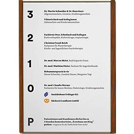 moedel Wandschild LMH, DIN A4, Hochformat, Holzrahmen, Aluminium, Klebe- oder Schraubmontage, B 221,5 x H 299,5 mm, Nussbaum, bronze/Nussbaum