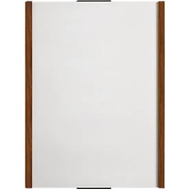 moedel Wandschild LMH, DIN A4, Hochformat, Holzrahmen mit Kappen, Klebe- oder Schraubmontage, B 222 x H 297 mm, silber/Nussbaum