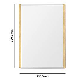 moedel Wandschild LMH DIN A4, Hochformat, individuell beschriftbar, Klebe- oder Schraubmontage, B 221,5 x H 299,5 mm, silber/Ahorn