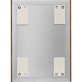 moedel Wandschild LMH DIN A4, Hochformat, individuell beschriftbar, Klebe- oder Schraubmontage, B 221,5 x H 299,5 mm, silber/Nussbaum