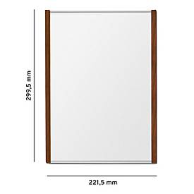moedel Wandschild LMH DIN A4, Hochformat, individuell beschriftbar, Klebe- oder Schraubmontage, B 221,5 x H 299,5 mm, silber/Nussbaum