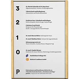 moedel Wandschild LMH, DIN A4, Holz- und Aluminiumrahmen, Bronze eloxiert, Klebe- oder Schraubmontage, B 221,5 x H 299,5 mm, bronze/Ahorn