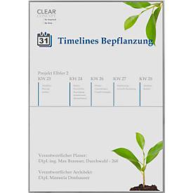 moedel Wandschild Madrid, DIN A3, Aluminiumrahmen, Klebemontage, Polyester-Abdeckung, B 299,5 x H 422,5 mm, silber