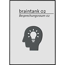 moedel Wandschild Madrid, DIN A4, Hochformat, eloxiert, Klebe- oder Schraubmontage, B 212,5 x H 299,5 mm, mit Einleger, schwarz