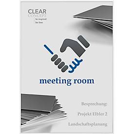 moedel Wandschild Madrid, DIN A4, Hochformat, eloxiert, Klebe- oder Schraubmontage, B 212,5 x H 299,5 mm, mit Einleger, weiß