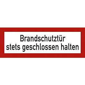 moedel Warnschild „Brandschutztür stets geschlossen halten“, DIN 4066, selbstklebend, L 105 x B 297 mm, Folie, rot