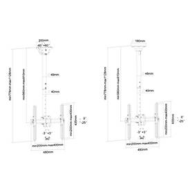 Monitor-Deckenhalterung Neomounts by NewStar NM-C440BLACK, bis 60“, neig-/dreh-/schwenkbar, höhenverstellbar