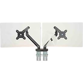 Monitorarm BakkerElkhuizen BE Flexible Dual, für 2 Monitore, bis 10 kg, dreh-, neig- und schwenkbar, 80 mm Klemmweite, VESA-komaptibel, ergonomisch, Höhenverstellbar von 170 bis 582 mm, dunkelgrau/schwarz