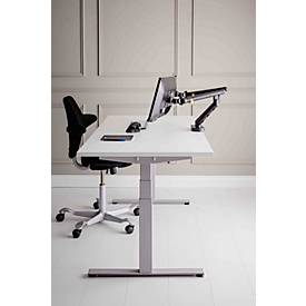 Monitorarm BakkerElkhuizen BE Flexible Dual, für 2 Monitore, bis 10 kg, dreh-, neig- und schwenkbar, 80 mm Klemmweite, VESA-komaptibel, ergonomisch, Höhenverstellbar von 170 bis 582 mm, dunkelgrau/schwarz