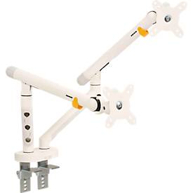 Monitorarm BakkerElkhuizen BE Flexible Dual, für 2 Monitore, bis 10 kg, dreh-, neig- und schwenkbar, 80 mm Klemmweite, VESA-komaptibel, ergonomisch, Höhenverstellbar von 170 bis 582 mm, hellgrau/weiß 