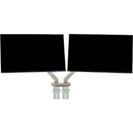 Monitorarm BakkerElkhuizen BE Flexible Dual, für 2 Monitore, bis 10 kg, dreh-, neig- und schwenkbar, 80 mm Klemmweite, VESA-komaptibel, ergonomisch, Höhenverstellbar von 170 bis 582 mm, hellgrau/weiß 