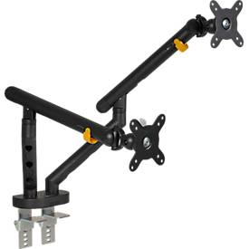 Monitorarm BakkerElkhuizen BE Flexible Dual, für 2 Monitore, bis 10 kg, dreh-, neig- und schwenkbar, 80 mm Klemmweite, VESA-komaptibel, ergonomisch, Höhenverstellbar von 170 bis 582 mm, schwarz 