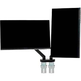 Monitorarm BakkerElkhuizen BE Flexible Dual, für 2 Monitore, bis 10 kg, dreh-, neig- und schwenkbar, 80 mm Klemmweite, VESA-komaptibel, ergonomisch, Höhenverstellbar von 170 bis 582 mm, schwarz 