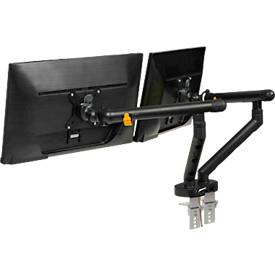 Monitorarm BakkerElkhuizen BE Flexible Dual, für 2 Monitore, bis 10 kg, dreh-, neig- und schwenkbar, 80 mm Klemmweite, VESA-komaptibel, ergonomisch, Höhenverstellbar von 170 bis 582 mm, schwarz 