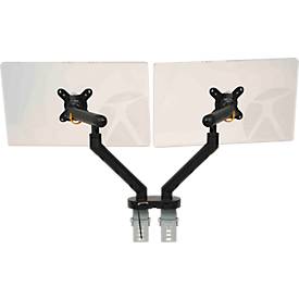 Monitorarm BakkerElkhuizen BE Flexible Dual, für 2 Monitore, bis 10 kg, dreh-, neig- und schwenkbar, 80 mm Klemmweite, VESA-komaptibel, ergonomisch, Höhenverstellbar von 170 bis 582 mm, schwarz 