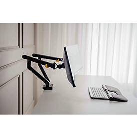 Monitorarm BakkerElkhuizen BE Flexible Dual, für 2 Monitore, bis 10 kg, dreh-, neig- und schwenkbar, 80 mm Klemmweite, VESA-komaptibel, ergonomisch, Höhenverstellbar von 170 bis 582 mm, schwarz 