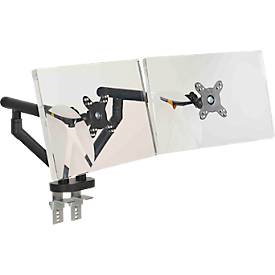 Monitorarm BakkerElkhuizen BE Flexible Dual, für 2 Monitore, bis 10 kg, dreh-, neig- und schwenkbar, 80 mm Klemmweite, VESA-komaptibel, ergonomisch, Höhenverstellbar von 170 bis 582 mm, schwarz 