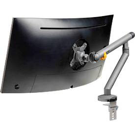 Monitorarm BakkerElkhuizen BE Flexible, für 1 Monitor, bis 10 kg, dreh-, neig- und schwenkbar, 80 mm Klemmweite, VESA-komaptibel, ergonomisch, Höhenverstellbar von 170 bis 582 mm, dunkelgrau/schwarz