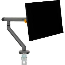 Monitorarm BakkerElkhuizen BE Flexible, für 1 Monitor, bis 10 kg, dreh-, neig- und schwenkbar, 80 mm Klemmweite, VESA-komaptibel, ergonomisch, Höhenverstellbar von 170 bis 582 mm, dunkelgrau/schwarz