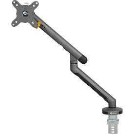 Monitorarm BakkerElkhuizen BE Flexible, für 1 Monitor, bis 10 kg, dreh-, neig- und schwenkbar, 80 mm Klemmweite, VESA-komaptibel, ergonomisch, Höhenverstellbar von 170 bis 582 mm, dunkelgrau/schwarz