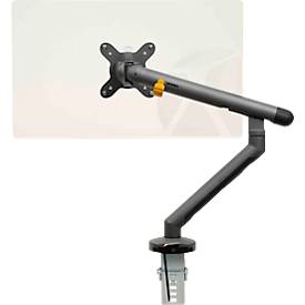 Monitorarm BakkerElkhuizen BE Flexible, für 1 Monitor, bis 10 kg, dreh-, neig- und schwenkbar, 80 mm Klemmweite, VESA-komaptibel, ergonomisch, Höhenverstellbar von 170 bis 582 mm, dunkelgrau/schwarz