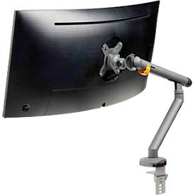Monitorarm BakkerElkhuizen BE Flexible, für 1 Monitor, bis 10 kg, dreh-, neig- und schwenkbar, 80 mm Klemmweite, VESA-komaptibel, ergonomisch, Höhenverstellbar von 170 bis 582 mm, dunkelgrau/schwarz