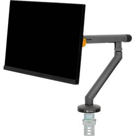 Monitorarm BakkerElkhuizen BE Flexible, für 1 Monitor, bis 10 kg, dreh-, neig- und schwenkbar, 80 mm Klemmweite, VESA-komaptibel, ergonomisch, Höhenverstellbar von 170 bis 582 mm, dunkelgrau/schwarz