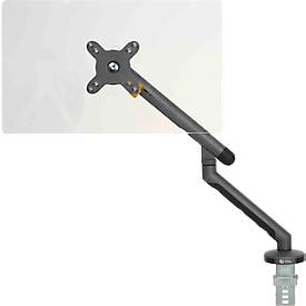 Monitorarm BakkerElkhuizen BE Flexible, für 1 Monitor, bis 10 kg, dreh-, neig- und schwenkbar, 80 mm Klemmweite, VESA-komaptibel, ergonomisch, Höhenverstellbar von 170 bis 582 mm, dunkelgrau/schwarz