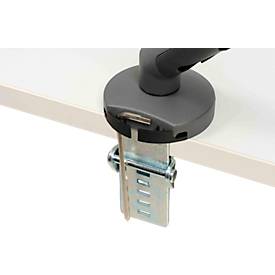 Monitorarm BakkerElkhuizen BE Flexible, für 1 Monitor, bis 10 kg, dreh-, neig- und schwenkbar, 80 mm Klemmweite, VESA-komaptibel, ergonomisch, Höhenverstellbar von 170 bis 582 mm, dunkelgrau/schwarz